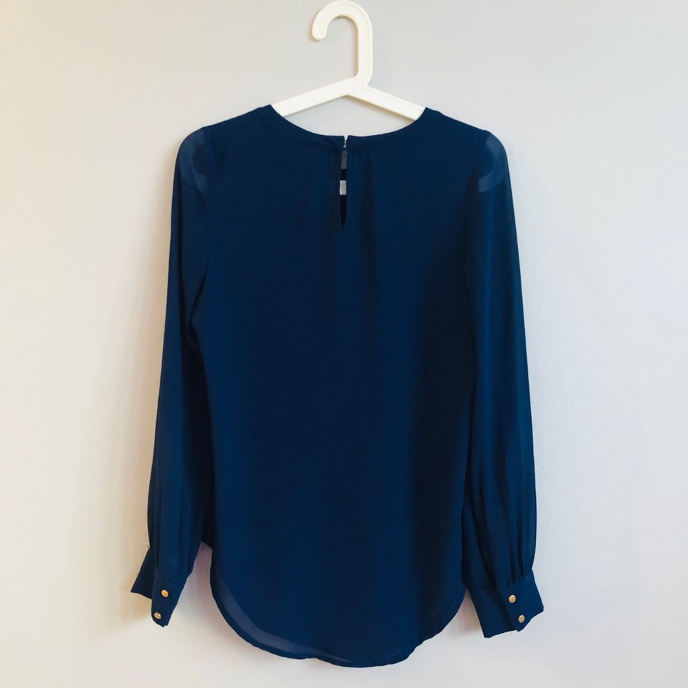 Gorgeous Dark Blue Chiffon Blouse